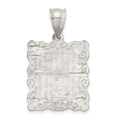 Sterlingsilber Quadratisch Diamantiert Buchstabe N Initiale Anhänger