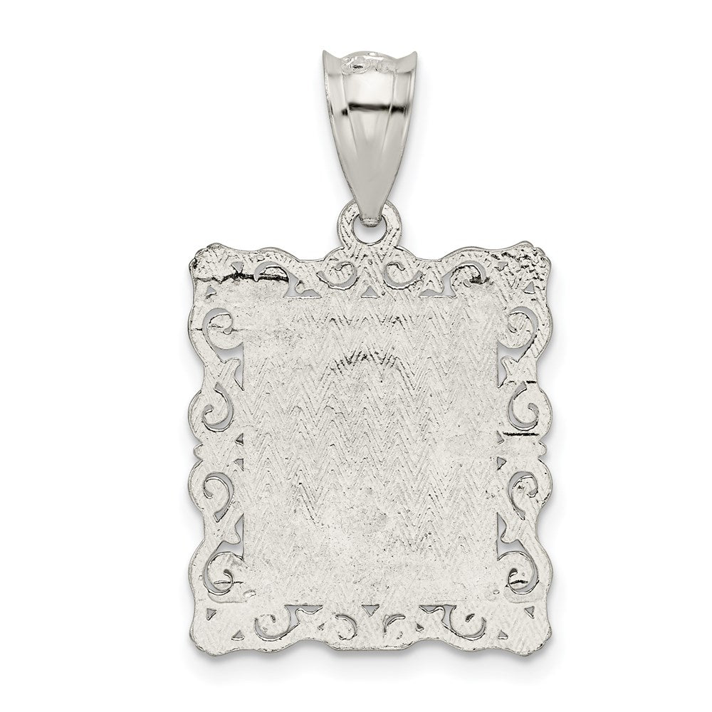 Sterlingsilber Quadratisch Diamantiert Buchstabe O Initiale Anhänger