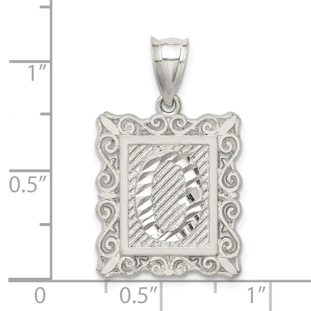 Sterlingsilber Quadratisch Diamantiert Buchstabe O Initiale Anhänger