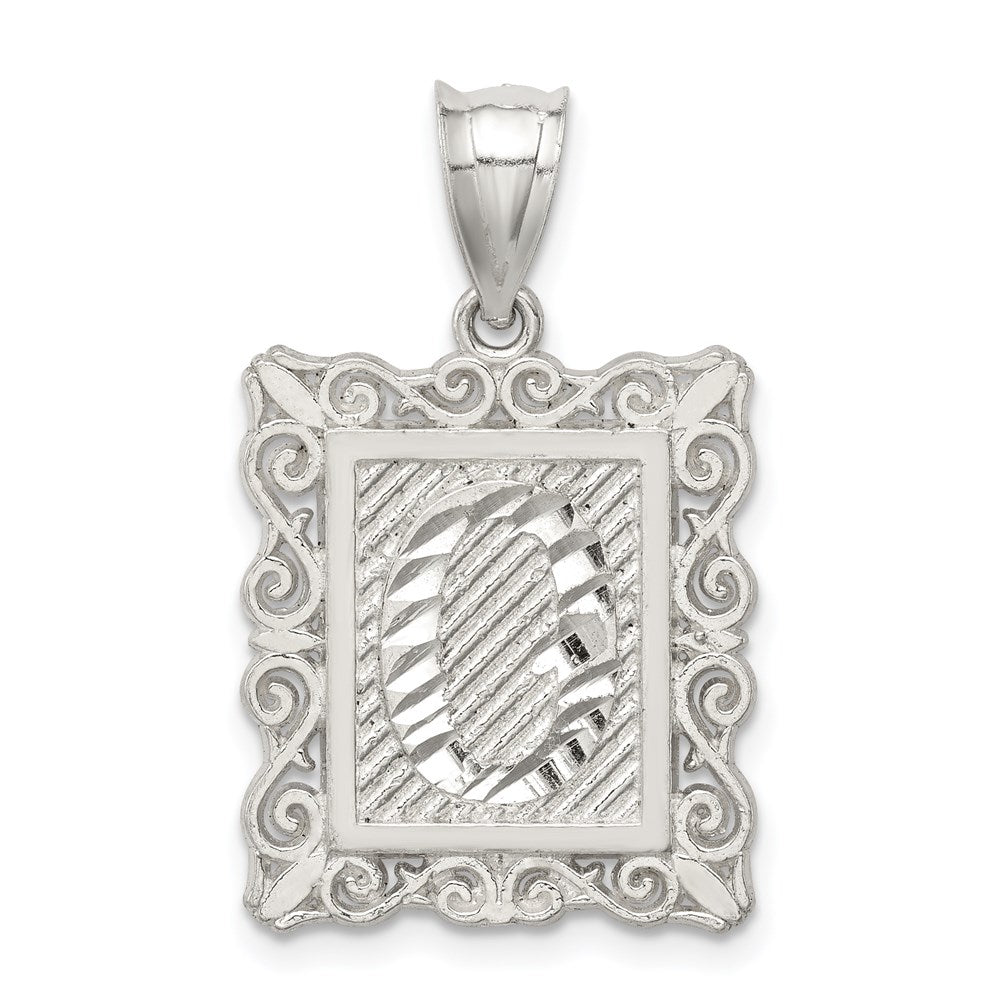 Sterlingsilber Quadratisch Diamantiert Buchstabe O Initiale Anhänger