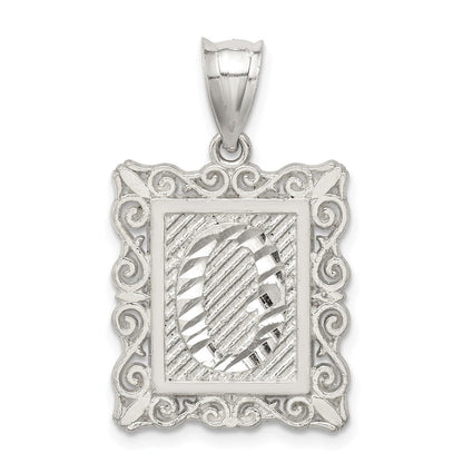 Sterlingsilber Quadratisch Diamantiert Buchstabe O Initiale Anhänger