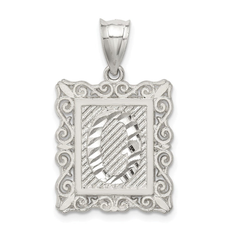 Sterlingsilber Quadratisch Diamantiert Buchstabe O Initiale Anhänger