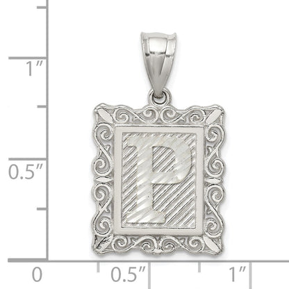 Sterlingsilber Quadratisch Diamantiert Buchstabe P Initiale Anhänger