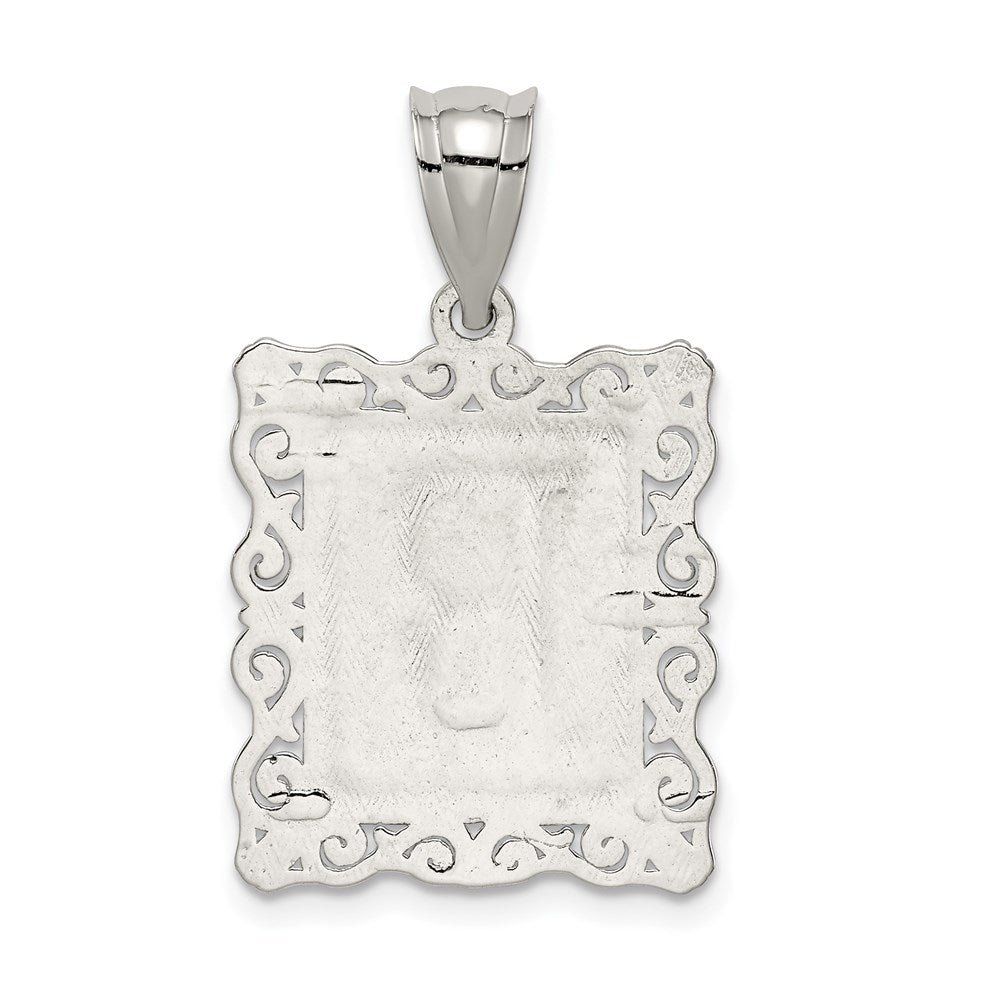 Sterlingsilber Quadratisch Diamantiert Buchstabe R Initiale Anhänger