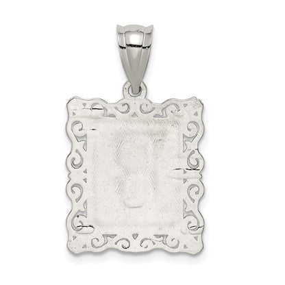 Sterlingsilber Quadratisch Diamantiert Buchstabe R Initiale Anhänger