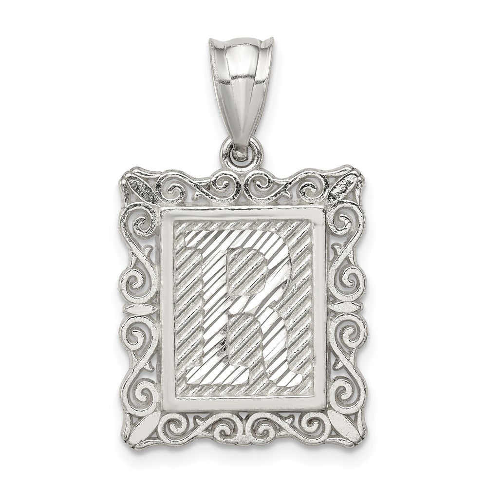 Sterlingsilber Quadratisch Diamantiert Buchstabe R Initiale Anhänger