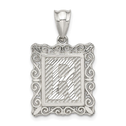 Sterlingsilber Quadratisch Diamantiert Buchstabe R Initiale Anhänger