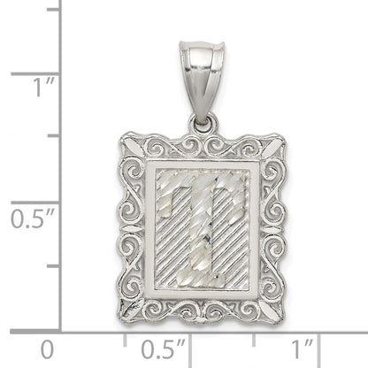 Sterlingsilber Quadratisch Diamantiert Buchstabe T Initiale Anhänger