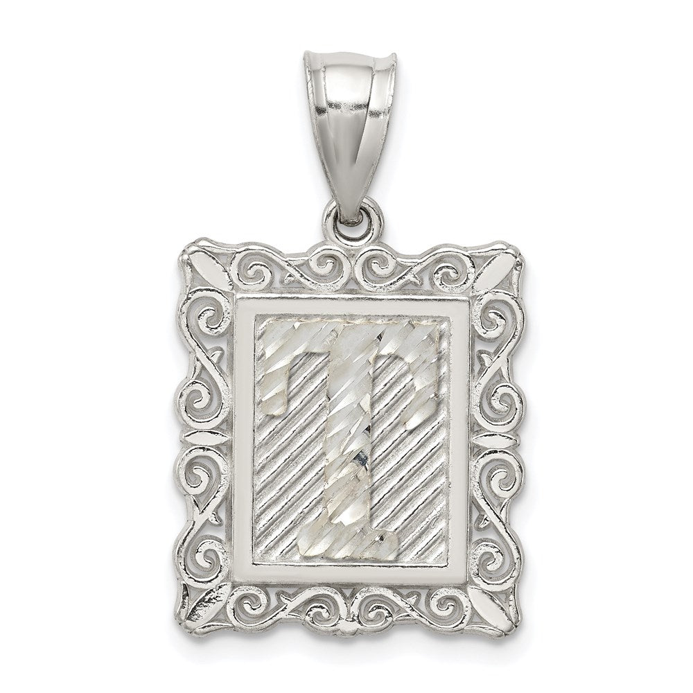 Sterlingsilber Quadratisch Diamantiert Buchstabe T Initiale Anhänger