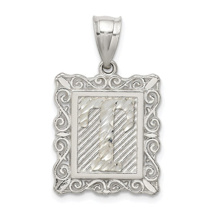 Sterlingsilber Quadratisch Diamantiert Buchstabe T Initiale Anhänger