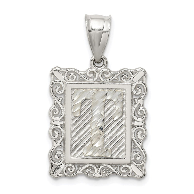 Sterlingsilber Quadratisch Diamantiert Buchstabe T Initiale Anhänger