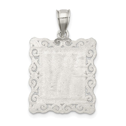 Sterlingsilber Quadratisch Diamantiert Buchstabe W Initiale Anhänger