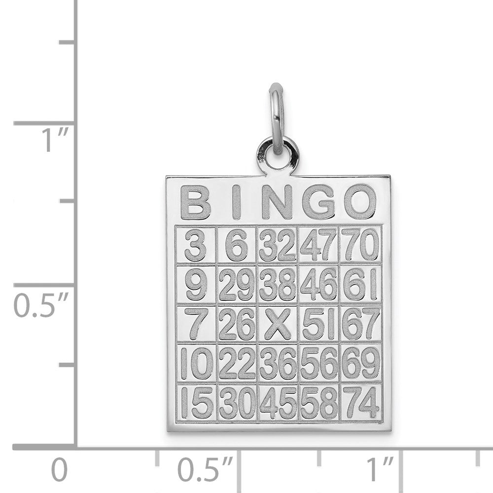 Sterlingsilber Rhodiniert Bingo Card Poliert Anhänger