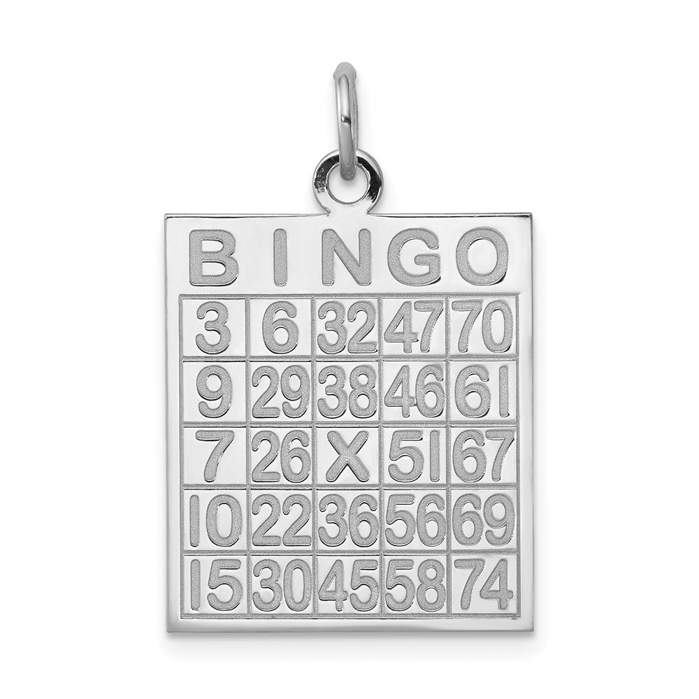 Sterlingsilber Rhodiniert Bingo Card Poliert Anhänger