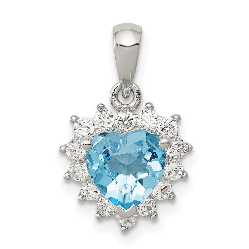 Sterlingsilber Blautopas & Zirkonia Anhänger