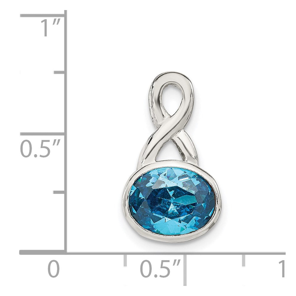 Sterlingsilber Rhodiniert Blau Zirkonia Kette Anhänger