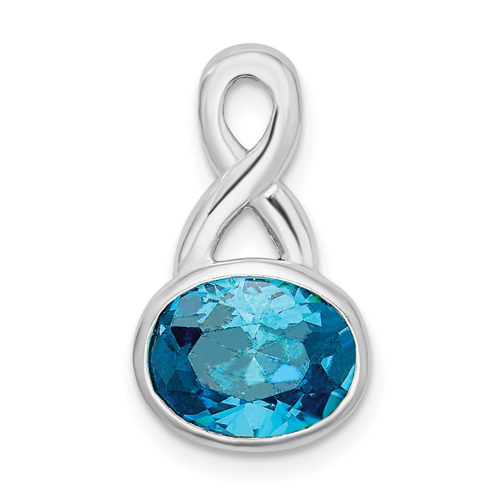 Sterlingsilber Rhodiniert Blau Zirkonia Kette Anhänger