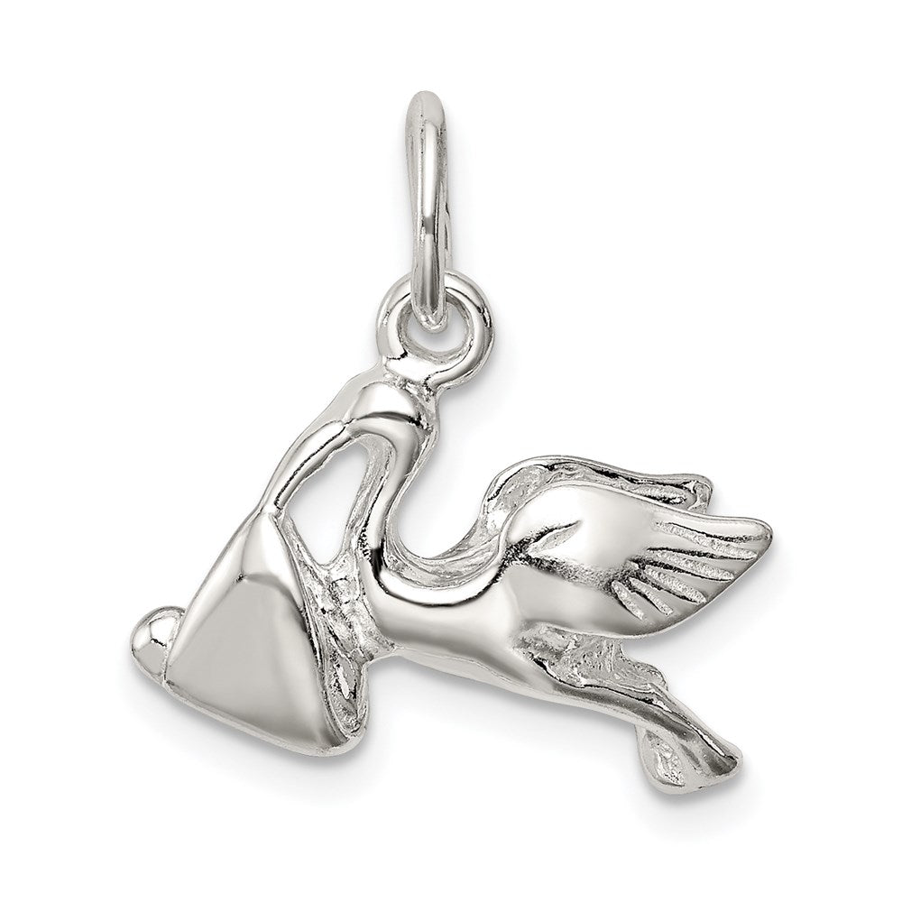 Sterlingsilber Stork mit Baby Charm