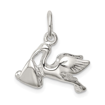 Sterlingsilber Stork mit Baby Charm