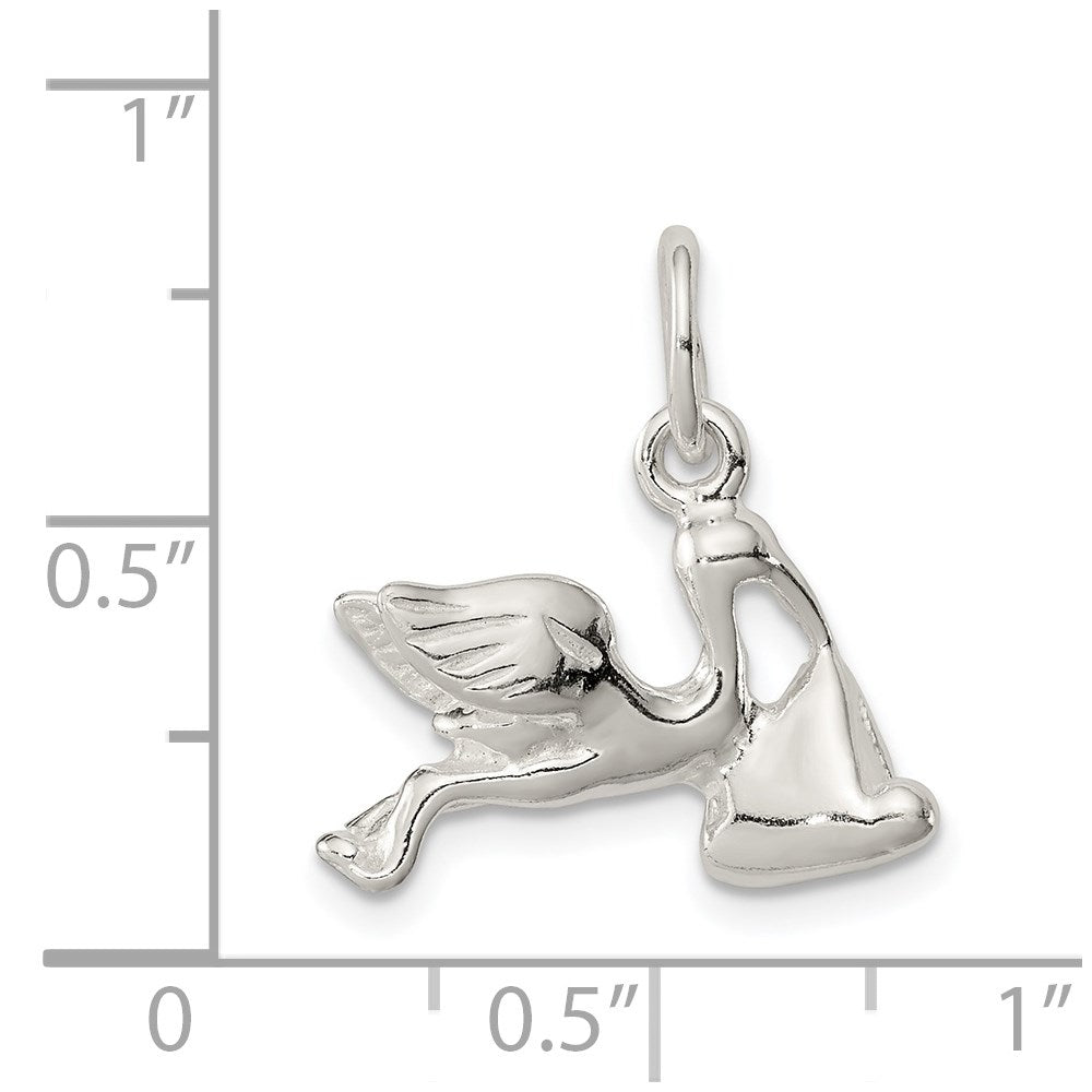 Sterlingsilber Stork mit Baby Charm