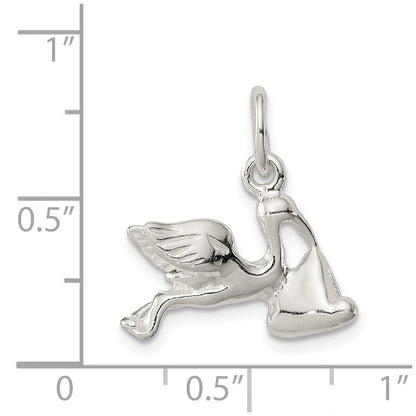 Sterlingsilber Stork mit Baby Charm