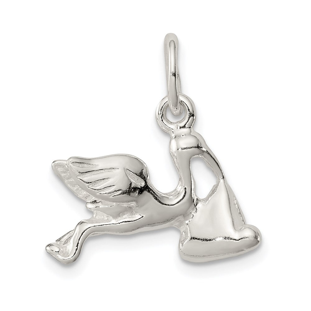Sterlingsilber Stork mit Baby Charm