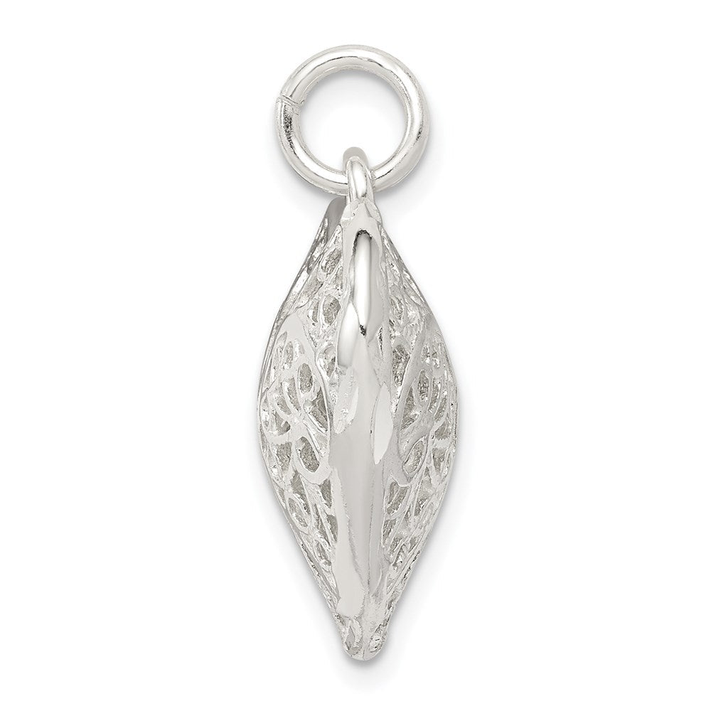 Sterlingsilber Fantasie Filigran Gewölbt Herz Charm
