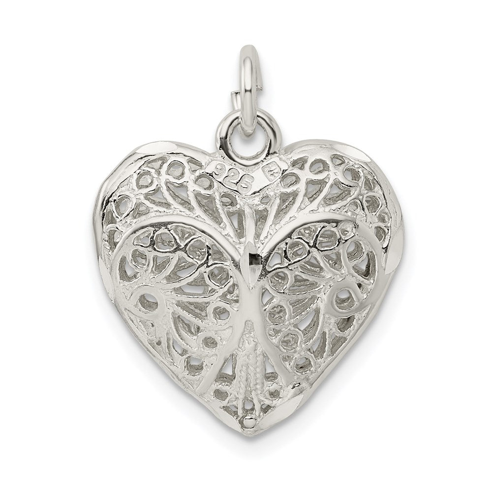 Sterlingsilber Fantasie Filigran Gewölbt Herz Charm