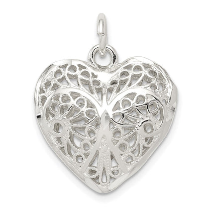 Sterlingsilber Fantasie Filigran Gewölbt Herz Charm