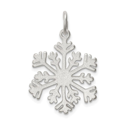 Sterlingsilber Diamantiert Satiniert Schneeflocke Charm