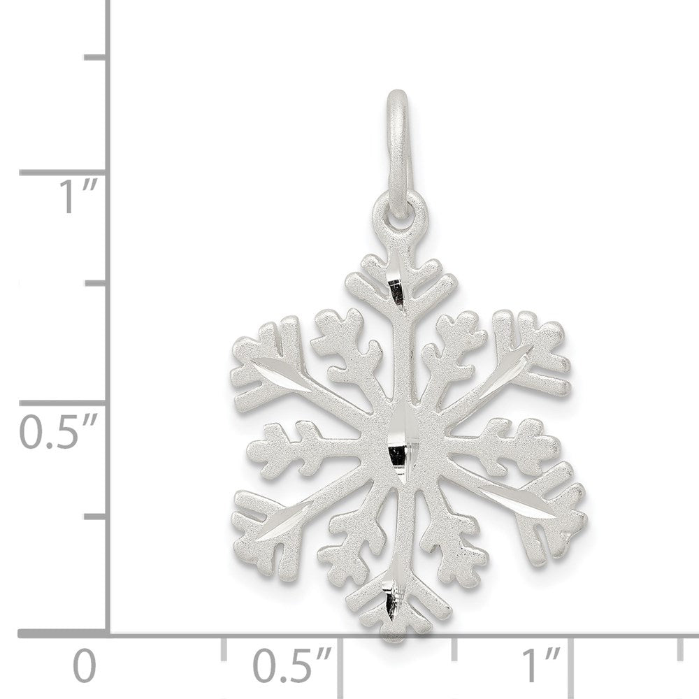 Sterlingsilber Diamantiert Satiniert Schneeflocke Charm