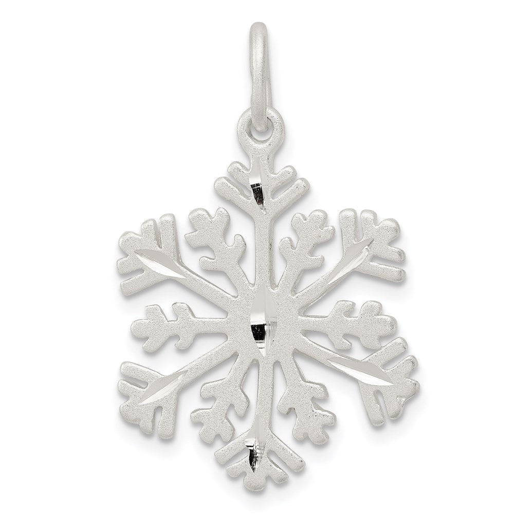 Sterlingsilber Diamantiert Satiniert Schneeflocke Charm