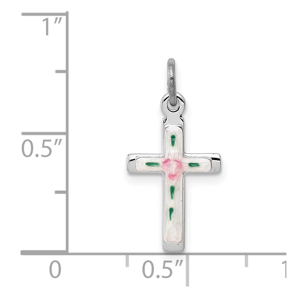 Sterlingsilber Rhodiniert Emailliert Kreuz Charm