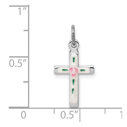Sterlingsilber Rhodiniert Emailliert Kreuz Charm