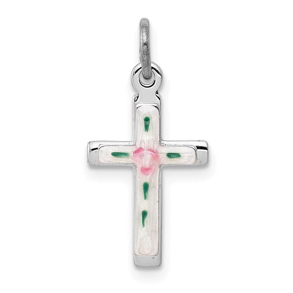 Sterlingsilber Rhodiniert Emailliert Kreuz Charm