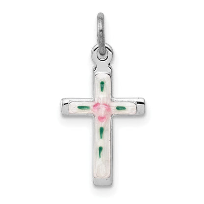 Sterlingsilber Rhodiniert Emailliert Kreuz Charm