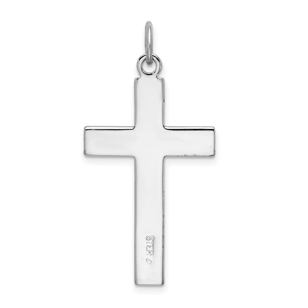 Sterlingsilber Rhodiniert Satiniert & Poliert Kreuz Anhänger