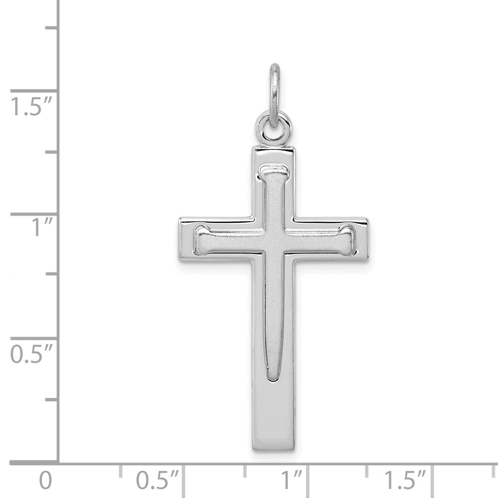 Sterlingsilber Rhodiniert Satiniert & Poliert Kreuz Anhänger