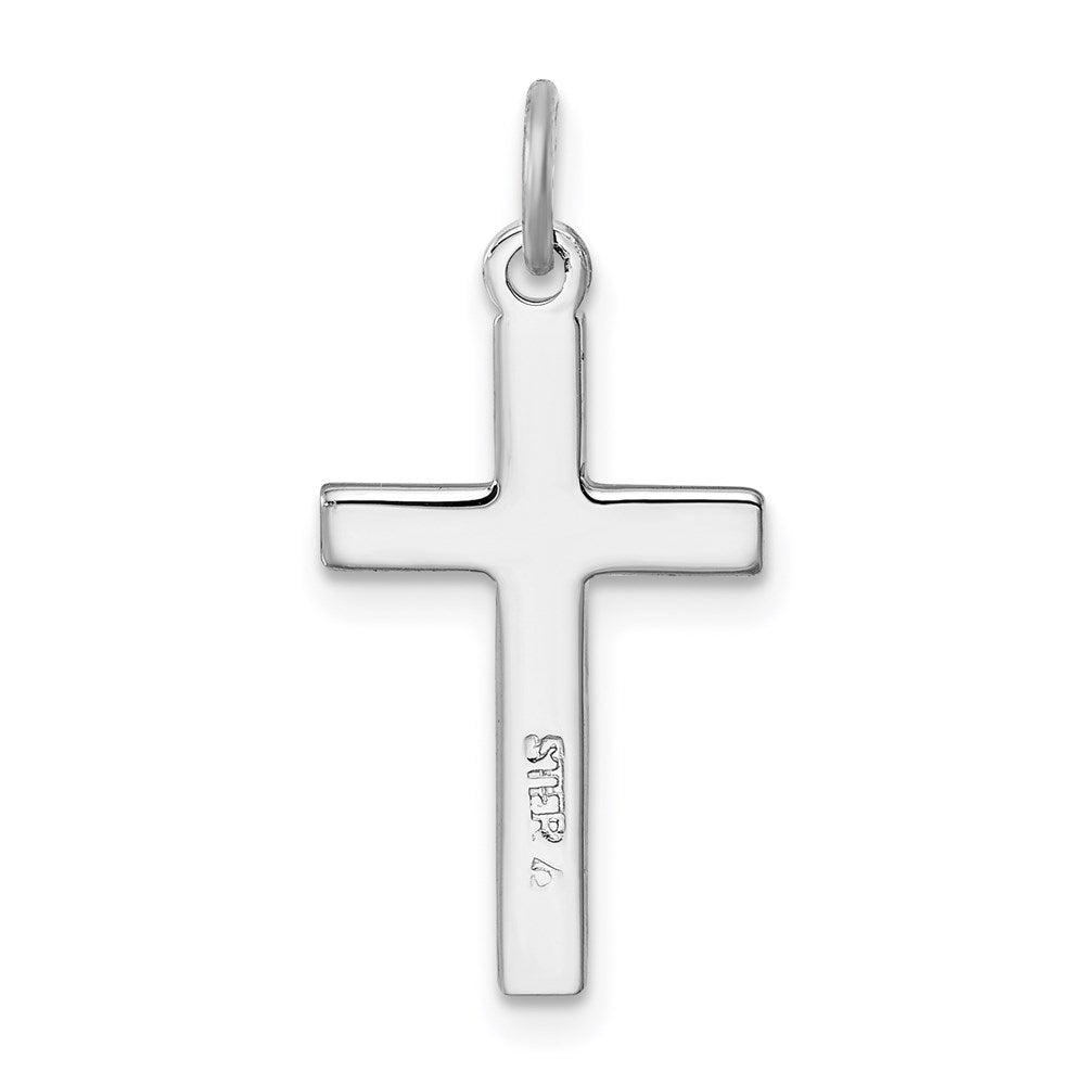 Sterlingsilber Rhodiniert Herz Kreuz Charm