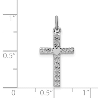 Sterlingsilber Rhodiniert Herz Kreuz Charm
