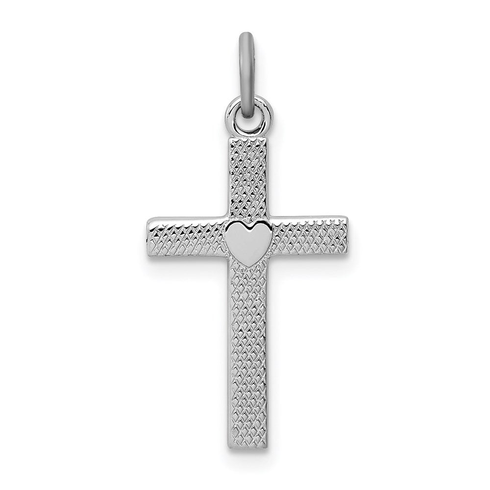 Sterlingsilber Rhodiniert Herz Kreuz Charm