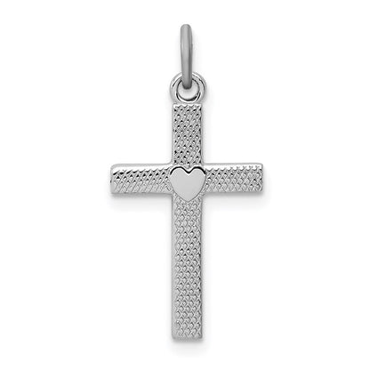 Sterlingsilber Rhodiniert Herz Kreuz Charm