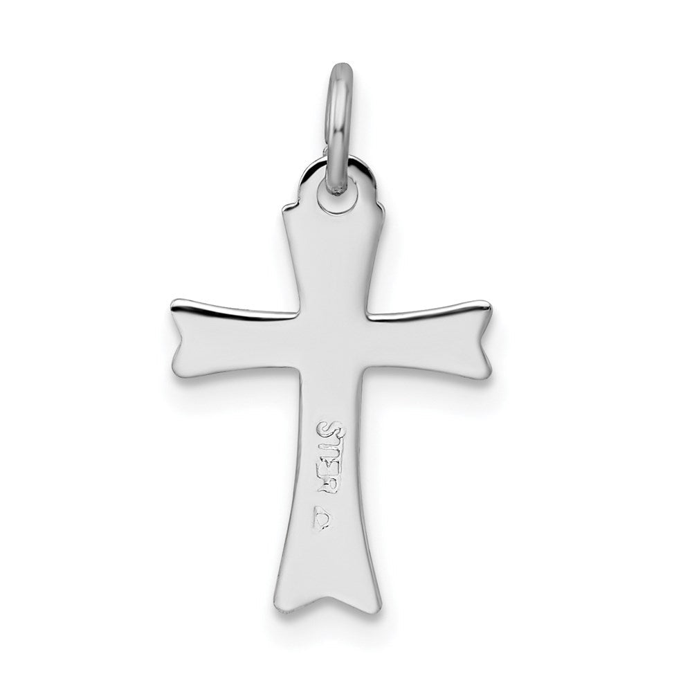 Sterlingsilber Rhodiniert Schwarz Emailliert Kreuz Charm