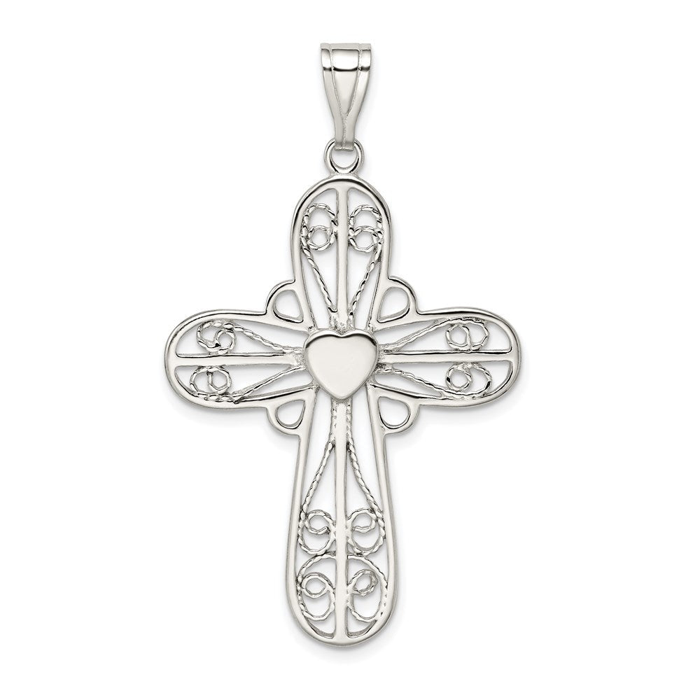 Sterlingsilber Herz Kreuz Anhänger