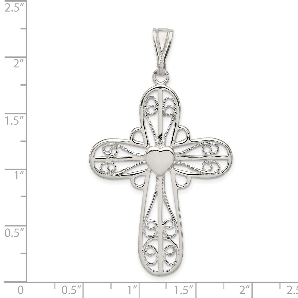 Sterlingsilber Herz Kreuz Anhänger