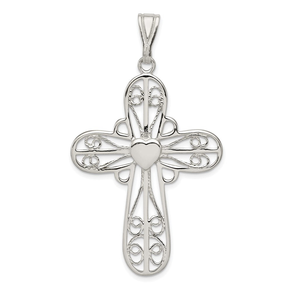 Sterlingsilber Herz Kreuz Anhänger