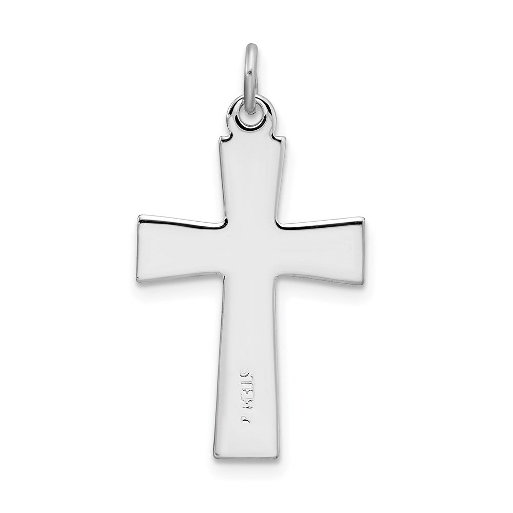Sterlingsilber Rhodiniert Emailliert Lateinisch Kreuz Charm