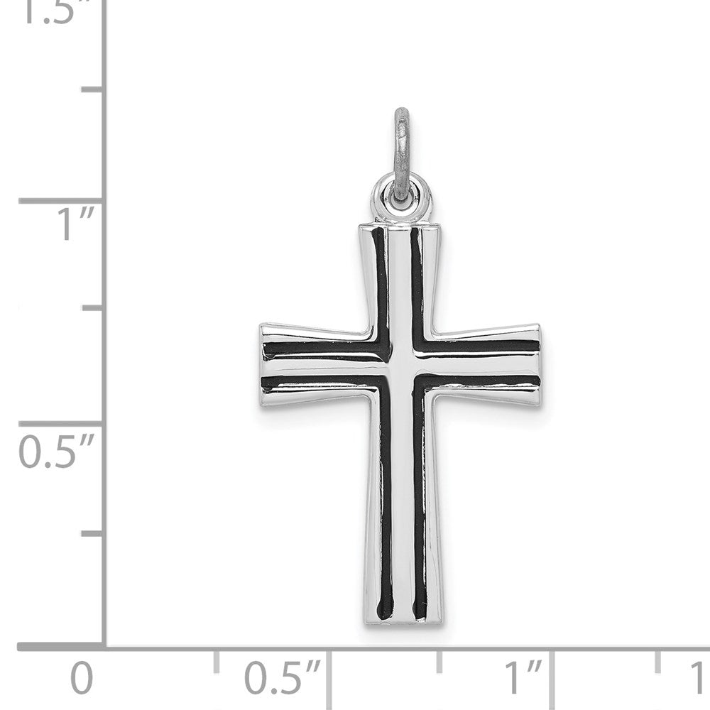 Sterlingsilber Rhodiniert Emailliert Lateinisch Kreuz Charm