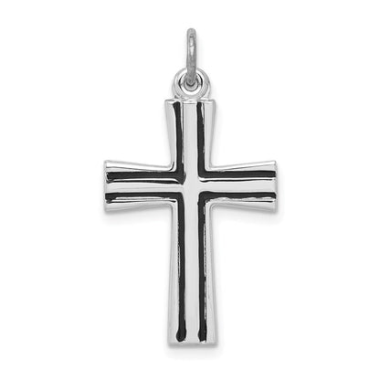 Sterlingsilber Rhodiniert Emailliert Lateinisch Kreuz Charm