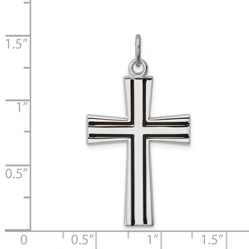 Sterlingsilber Rhodiniert Emailliert Lateinisch Kreuz Charm